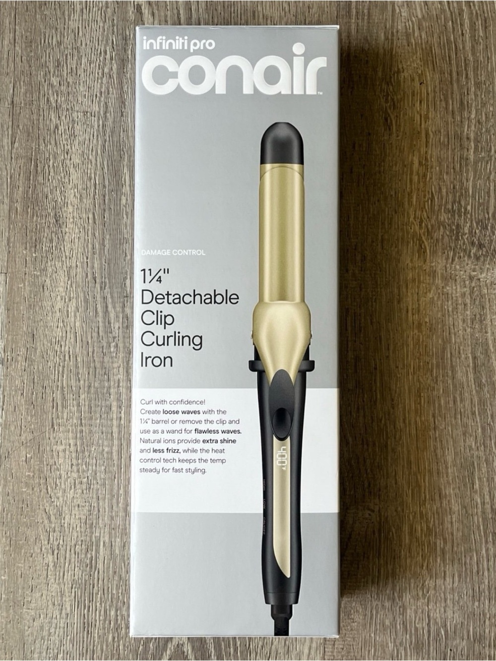 Infinity Pro Conair 1 1/4” Detachable Clip Curling Iron Damage Control NIB